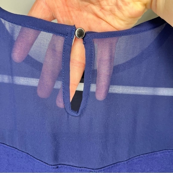 Express Blue Short Sleeve Mesh Formal Dressy Business Casual Blouse Extra Small - Picture 11 of 14